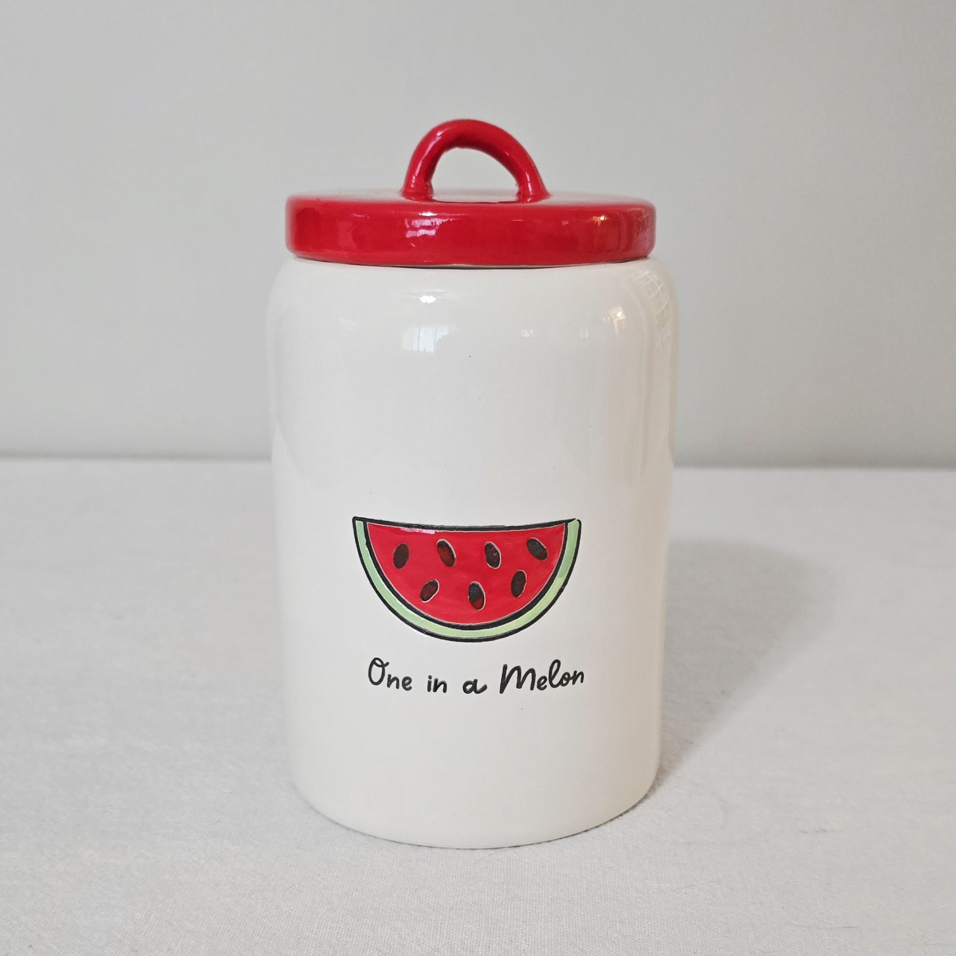 Boston Warehouse "One In A Melon" Ceramic Watermelon Canister