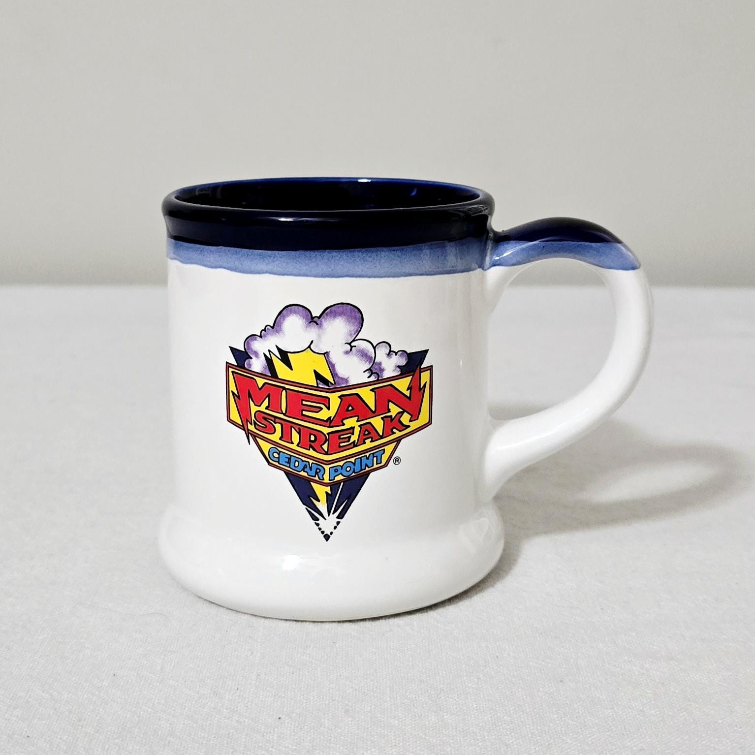 Vintage Cedar Point Mean Streak Roller Coaster Mug, 12oz Ceramic Coffee Cup