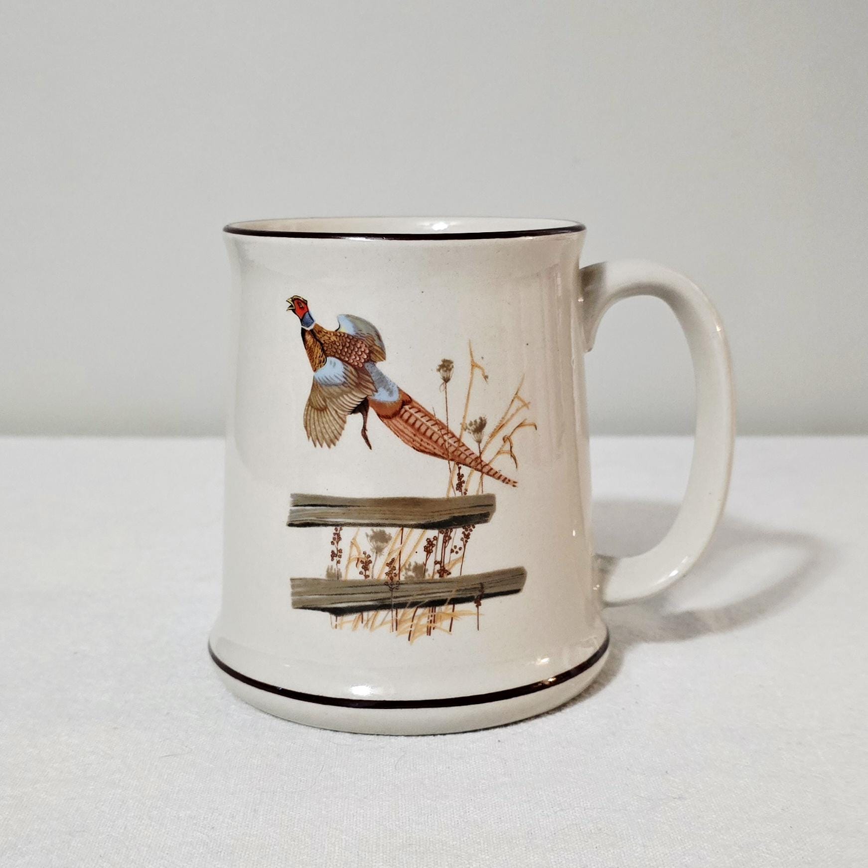 Vintage Ring Necked Pheasant Mug, Wildlife Cabin Decor, 16oz Ceramic Coffee Cup