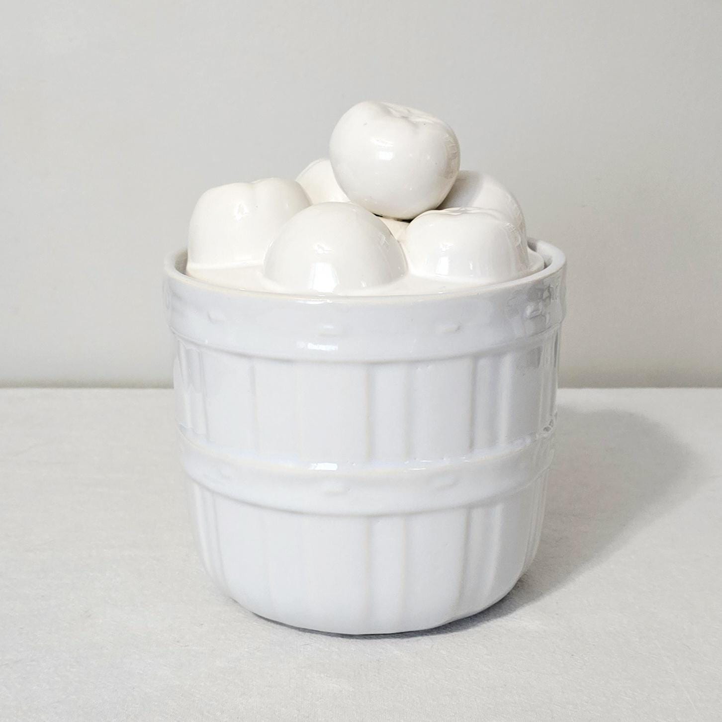 Vintage McCoy Pottery White Tomato Basket Cookie Jar, 1970s Farm Groceries White On White Canister, Farmhouse Kitchen Decor