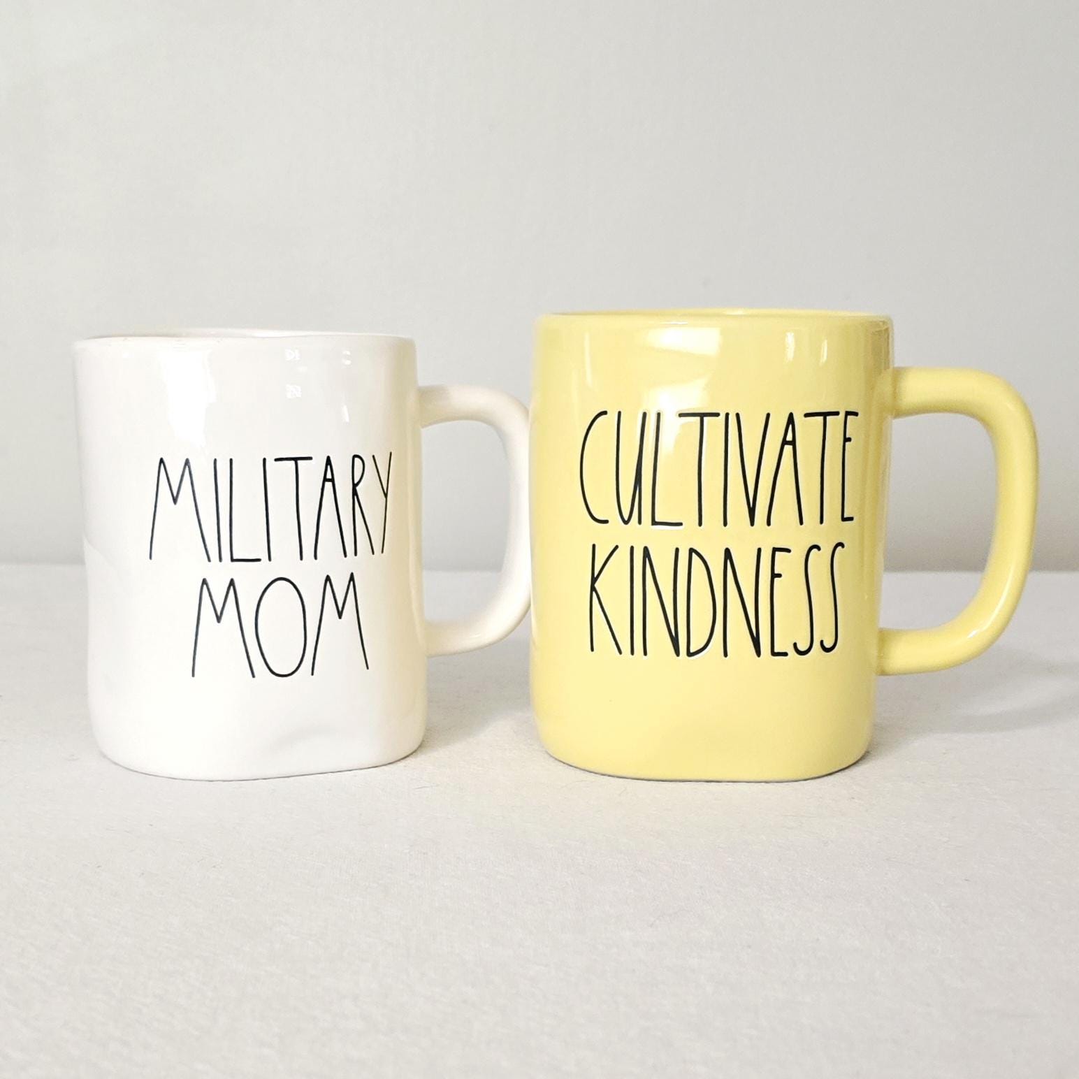 Rae Dunn Mugs, Choice Of Cultivate Kindness Or Military Mom, Artisan Collection By Magenta