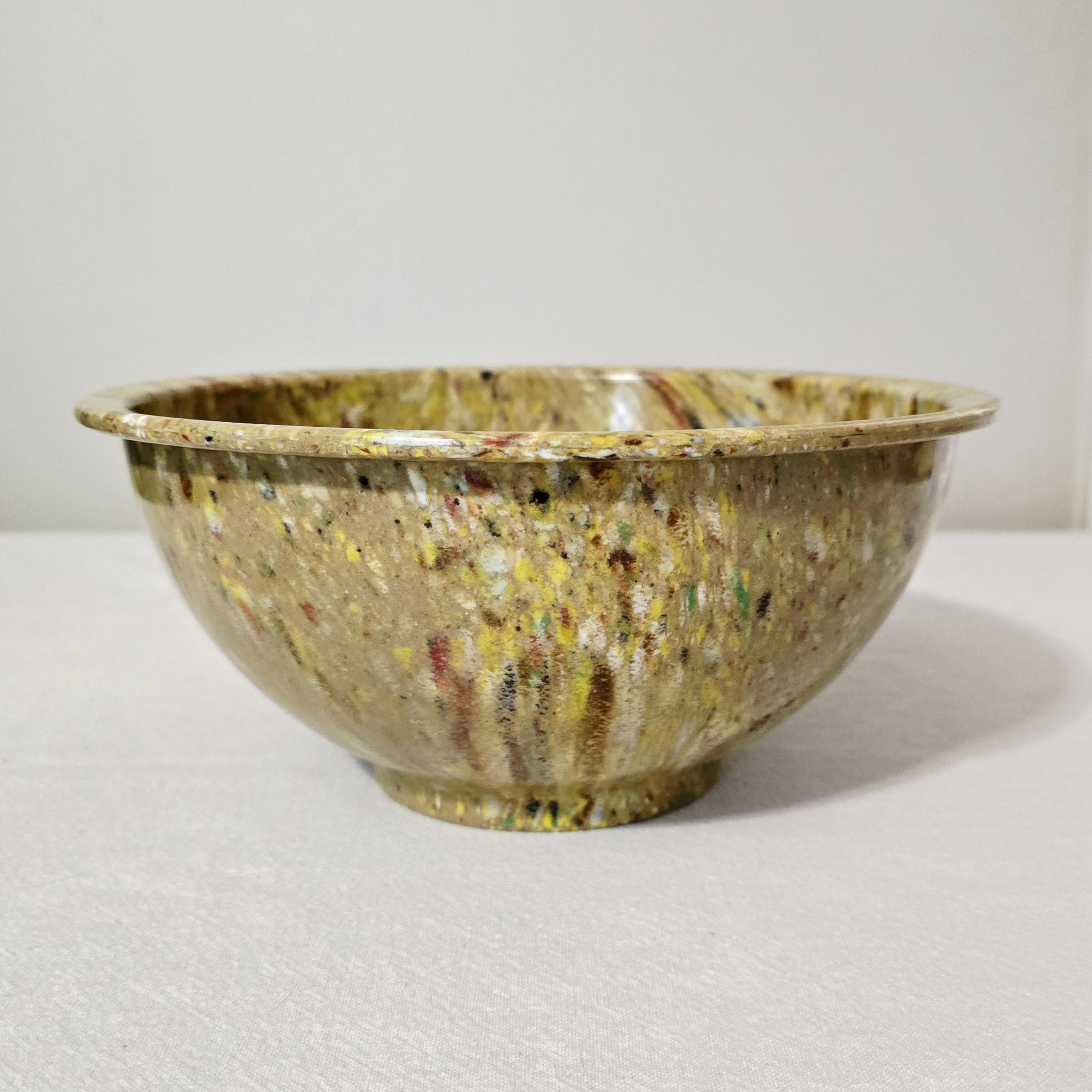 Vintage Texas Ware Melamine Confetti Mixing Bowl #118, Tan Brown Yellow Splatterware 10" Nesting Bowl