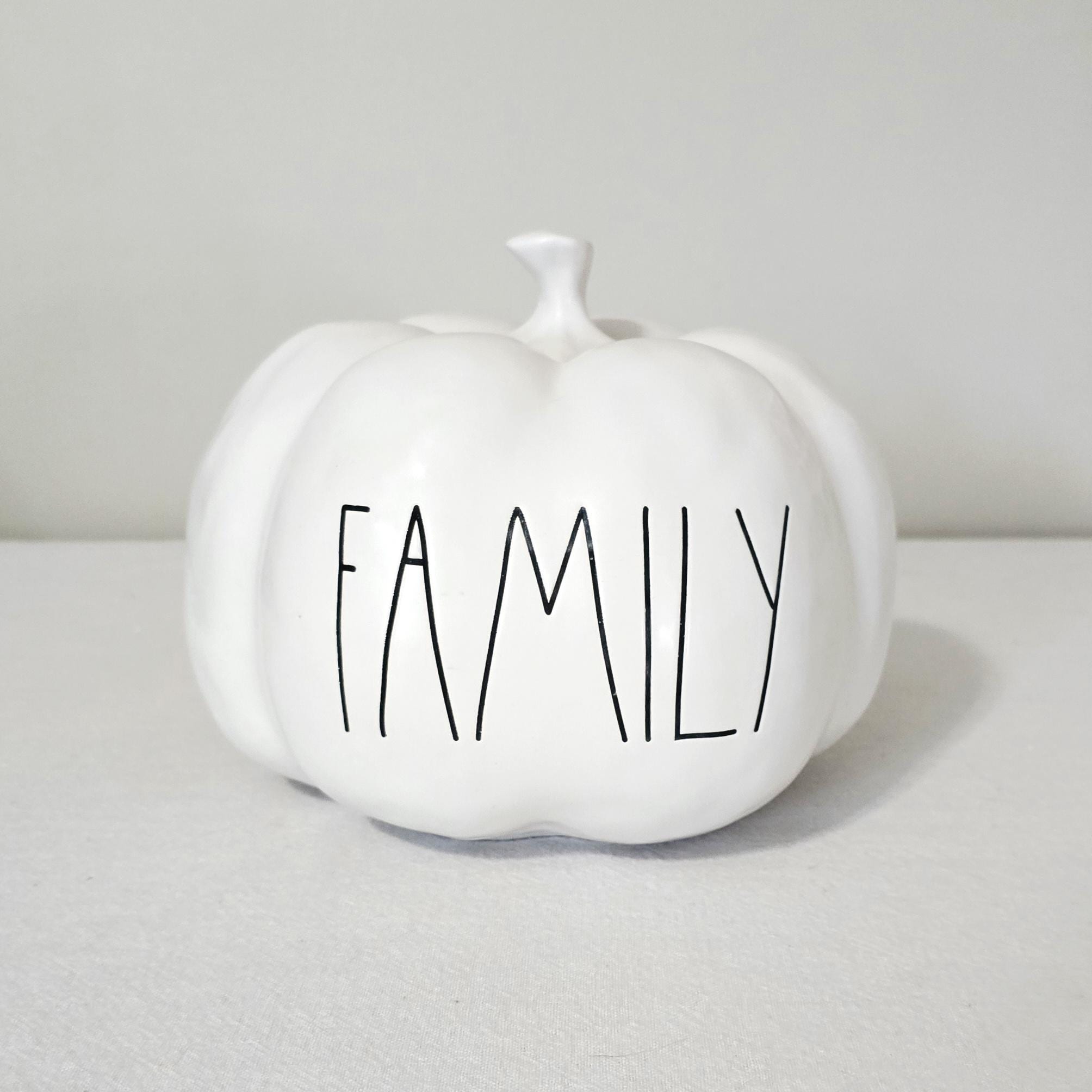 Rae Dunn Family Ceramic Pumpkin, Farmhouse Fall Decor, 6 3/4" White Pumpkin Fall Thanksgiving Centerpiece